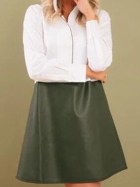 Tuckernuck Delfina Green Faux Leather Shirtdress